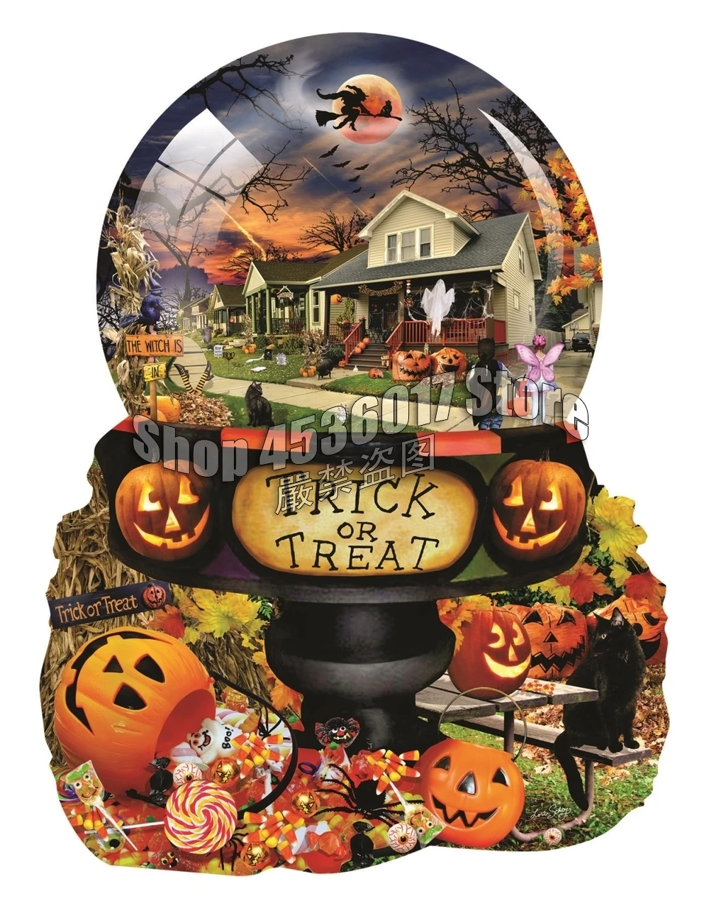 

5d Diy Diamond Painting Halloween Globe Art Cross Stitch Diamond Embroidery Fall Witches & Wizards Full Mosaic Home Decor Gifts