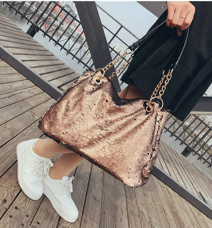 Brand Designer Tote Shoulder crossbody Bag Women Large Multifunction Sequin Bling Handbags Big Bag Casual shopping Bags B42-30