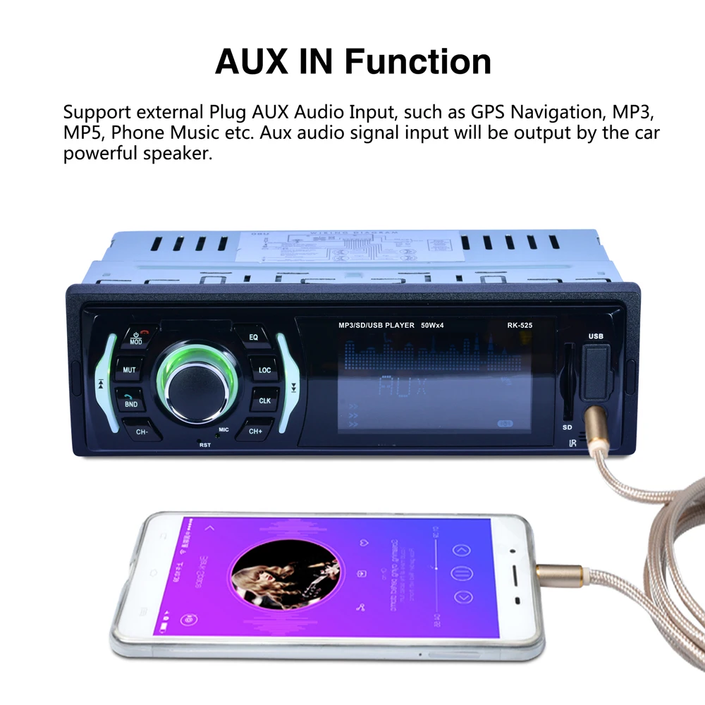 DC12V USB AUX SD 32 GB светлый BT Автомобильный MP3-плеер 7 цветов Подсветка закрепленная панель Автомобильный MP3-плеер BT FM радио