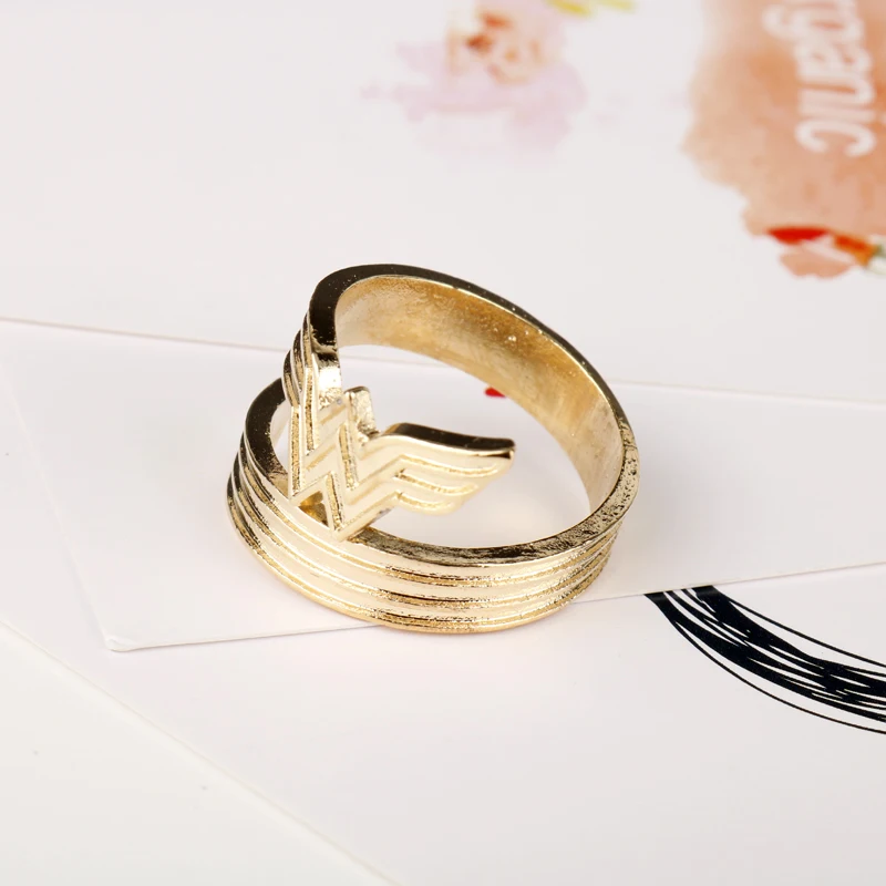 MQCHUN Hot Movie Gold Color Rings W Logo Opening Ring Mens Engaged