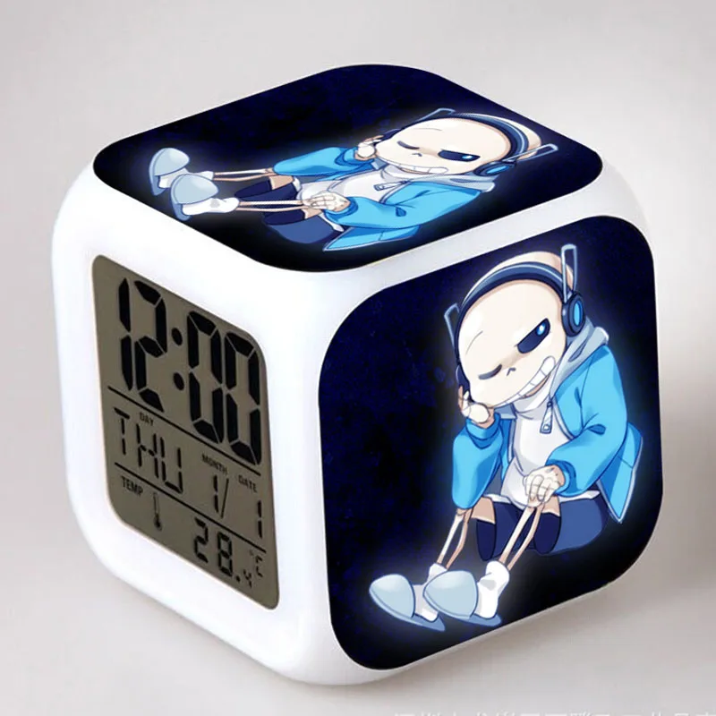 Free Drop Ship Undertale LED 7 Color Flash alarm clock Digital Home