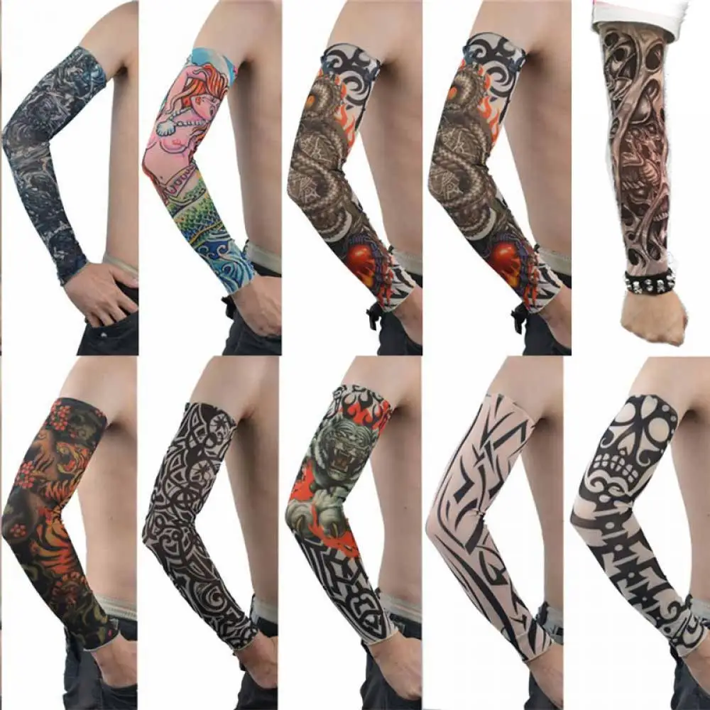 10 видов стилей нейлоновые эластичные Поддельные Временные татуировки протеив руки чулки крутой дизайн для мужчин Популярные Новые Лидер продаж