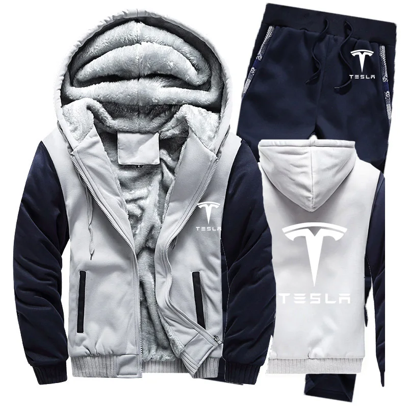 Толстовки мужские Tesla Car Logo Мужские s толстовки костюм зимний толстый теплый флис хлопок спортивный костюм на молнии мужские s куртка+ брюки комплекты из 2 предметов
