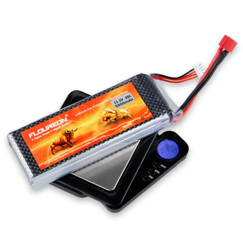 FLOUREON 11,1 V 5500mAh 35C Lipo 3S RC вертолет батарея Dean T Разъем для RC управления игрушки перезаряжаемые литий-полимерные батареи