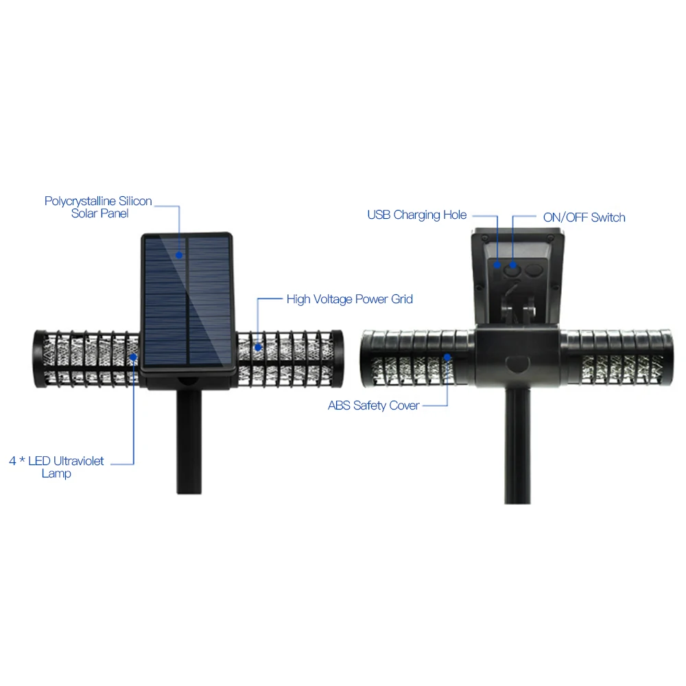 Солнечная лампа от комаров, водостойкая Светодиодная лампа наружного освещения, газон, кемпинг, лампа, большая ошибка, Zapper, лампа с протектором