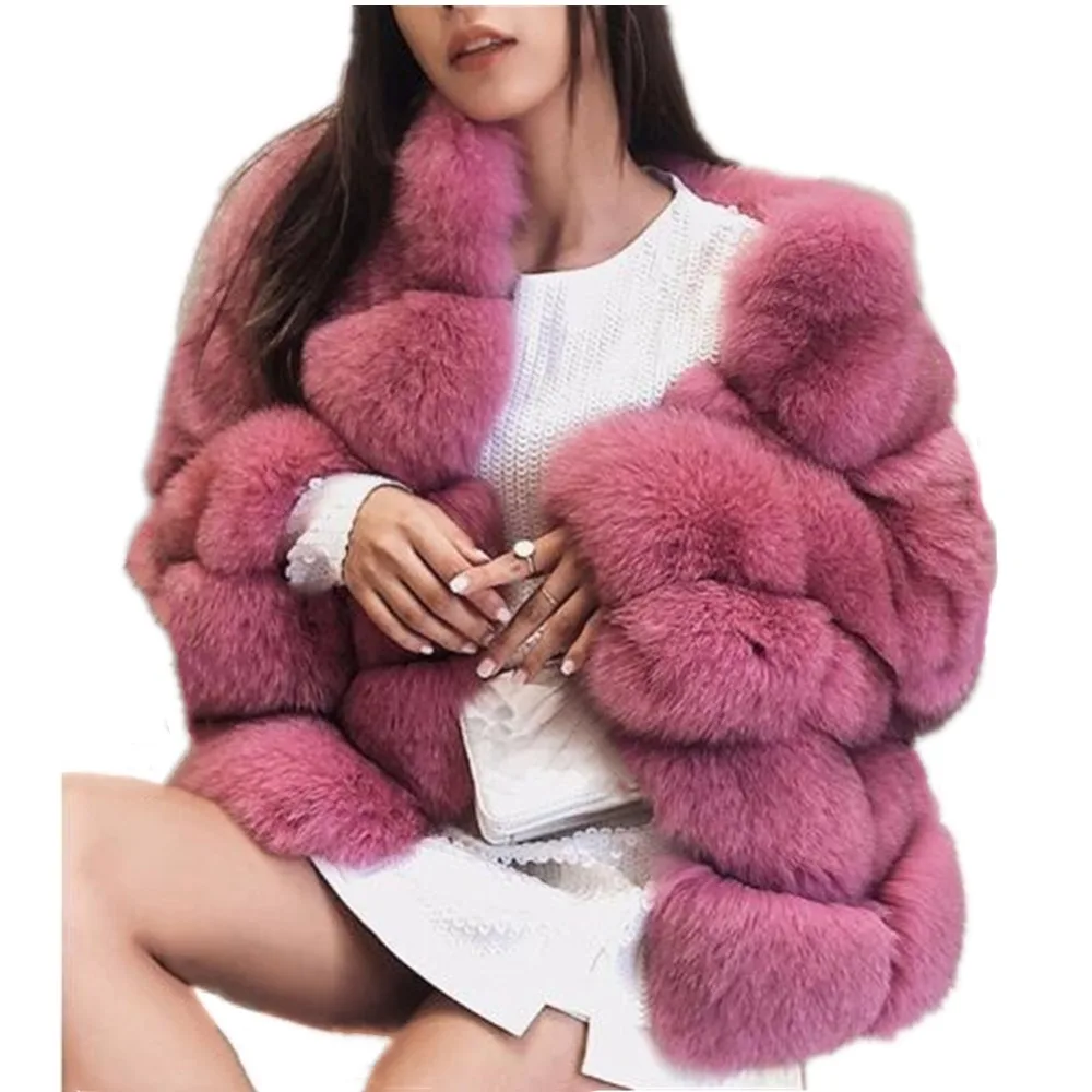 Женская зимняя верхняя одежда, роскошный из искусственной лисы, меховое пальто, пушистая куртка из искусственного меха, повседневная меховая куртка с длинными рукавами, пальто