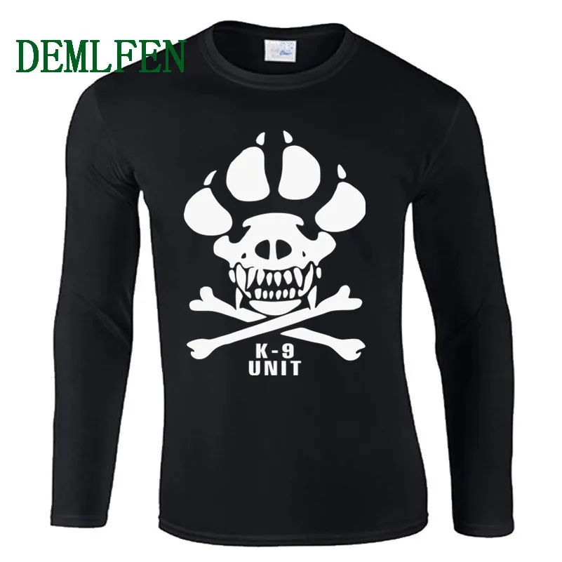 K 9 Special Unit Police Dog Foot Canine Men Casual T Shirts Male Long