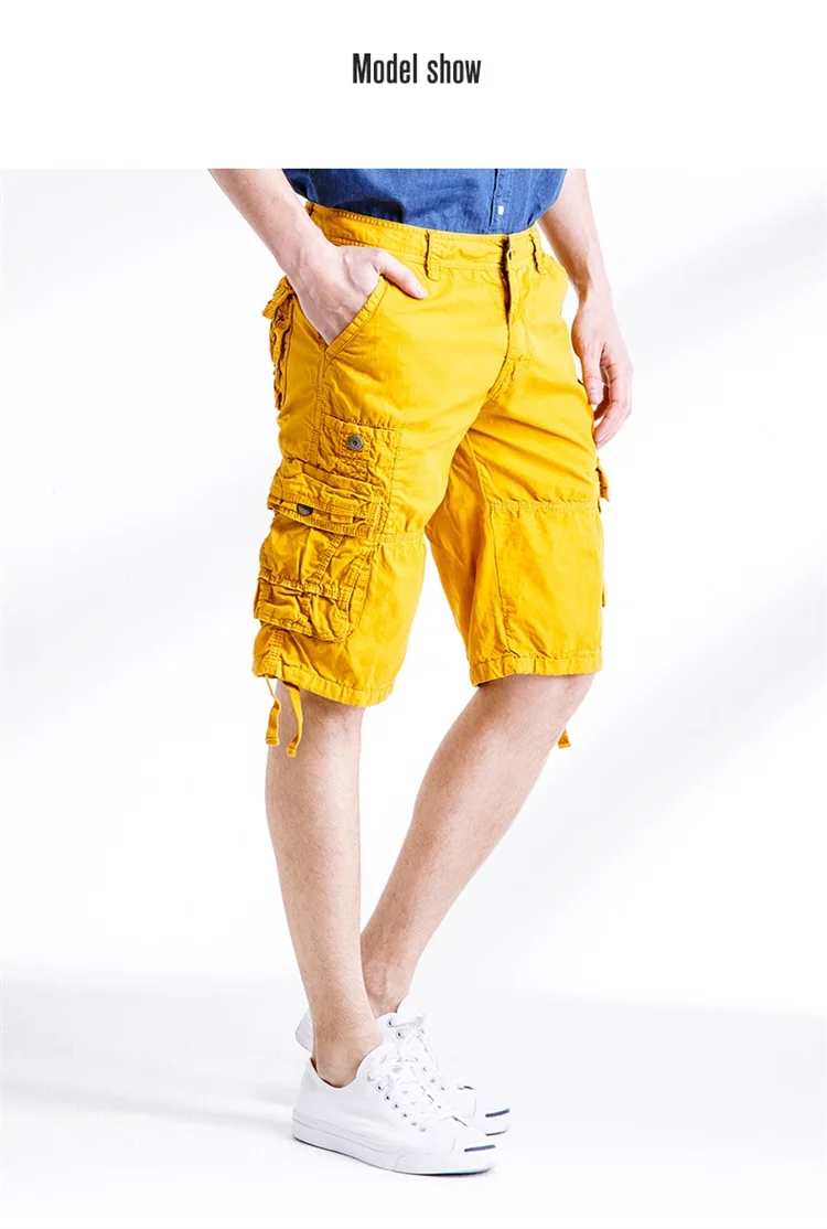 2018 шорты-карго Для мужчин модные пляжные в стиле милитари Повседневное армейские новый бренд Мульти-карманы Костюмы одноцветное Цвет