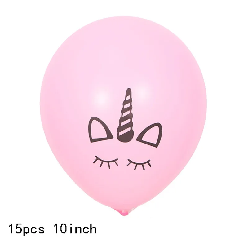 1-Pink 15 шт. розовый латексный воздушный шар в виде единорога, набор для вечеринки на день рождения, Детские свадебные украшения, радужные вечерние шары в виде единорога - Цвет: 1-Pink