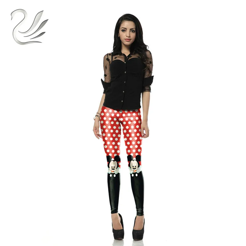 

New Arrival Red legins Cute micky rat leggins Printed Women leggings women pant