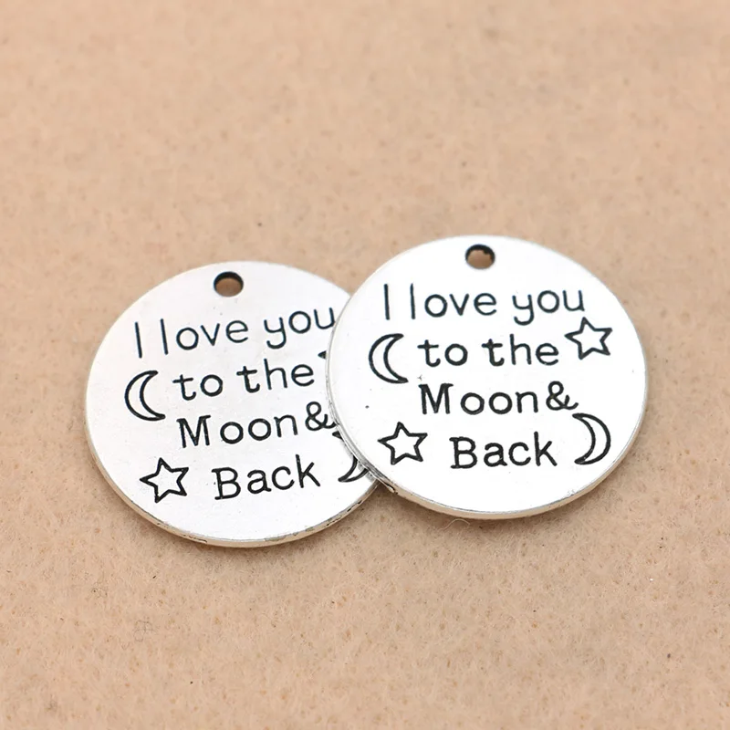 

Antique Silver Plated I Love You to the Moon and Back Charm Pendant for Bracelet Necklace Jewelry Accessories Making Craft
