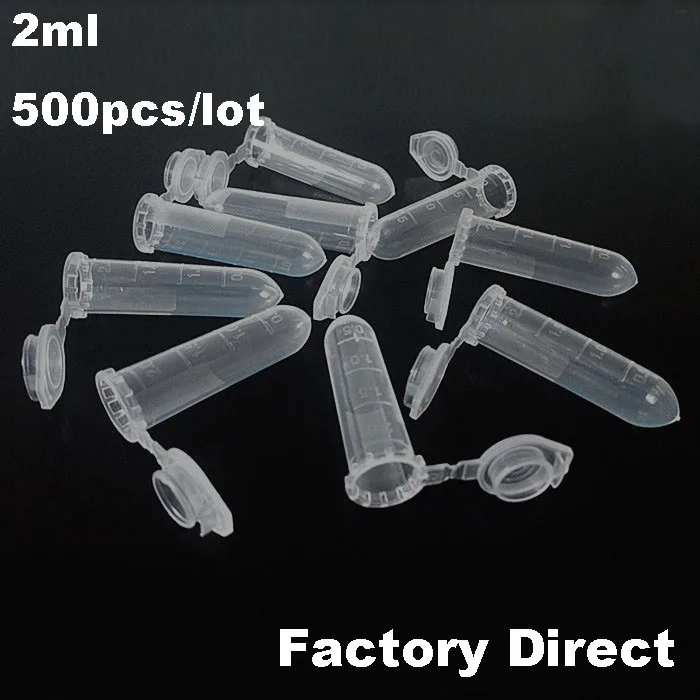 500 шт/партия 2 мл пластиковые центрифужные пробирки прозрачный пластиковый контейнер лабораторный образец образцы Поставки