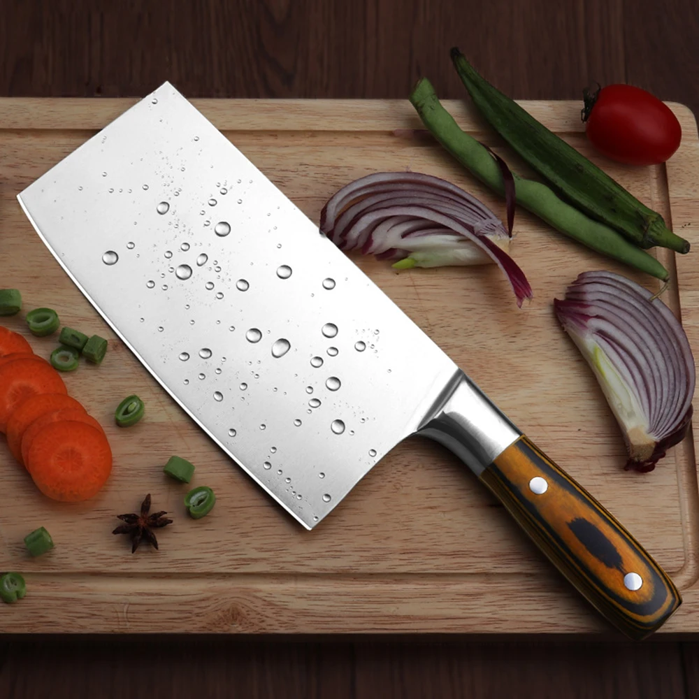 

Slicing Cleaver 4Cr13 Super Sharp Blade Kitchen Chef Knives Chinese Forged Knife Multifunction Kitchen Chopping Knives RivetHand