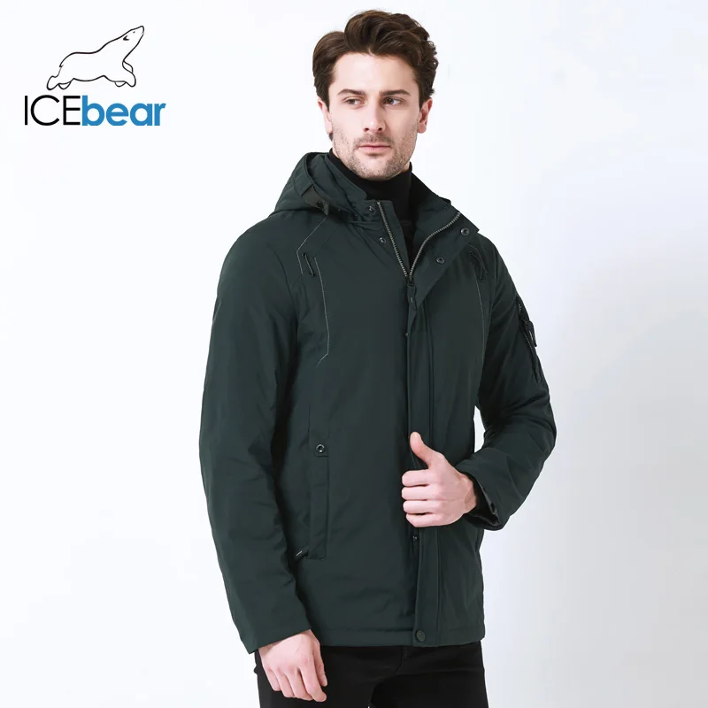 ICEbear 2019 осенняя куртка средней длины для мужчин с большим карманом ветрозащитная