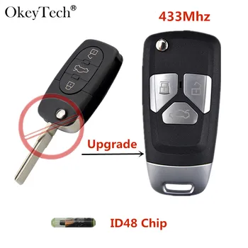 

OkeyTech 3 Buttons 433Mhz Upgrade Car Remote Key For Audi A3 A4 A6 A8 Modified Remote Control 4D0837231N 4D0837231A 4D0837231K