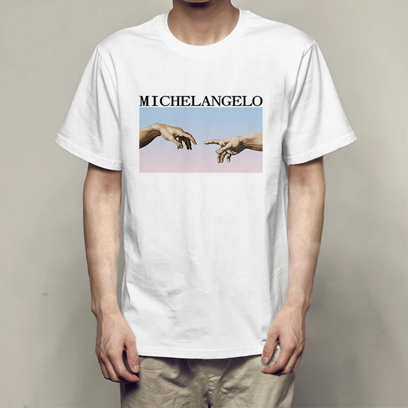 

MICHELANGELO t-shirt men t shirt Harajuku Funny Print T shirts Men Hip Hop 100% Cotton Streetwear Tee Shirt Homme Tops tees