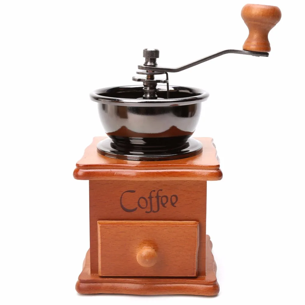 

Free_on Wooden Stainless Steel Hand Grinder Manual Coffee Beans Spice Grinding Tool New