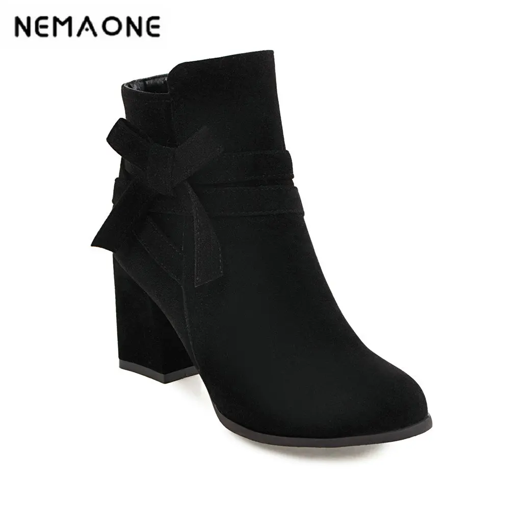 

2019 women sweet spring autumn ankle women boots 7cm high heel women shoes Ladies' snowshoes suitable for a casual dinner party