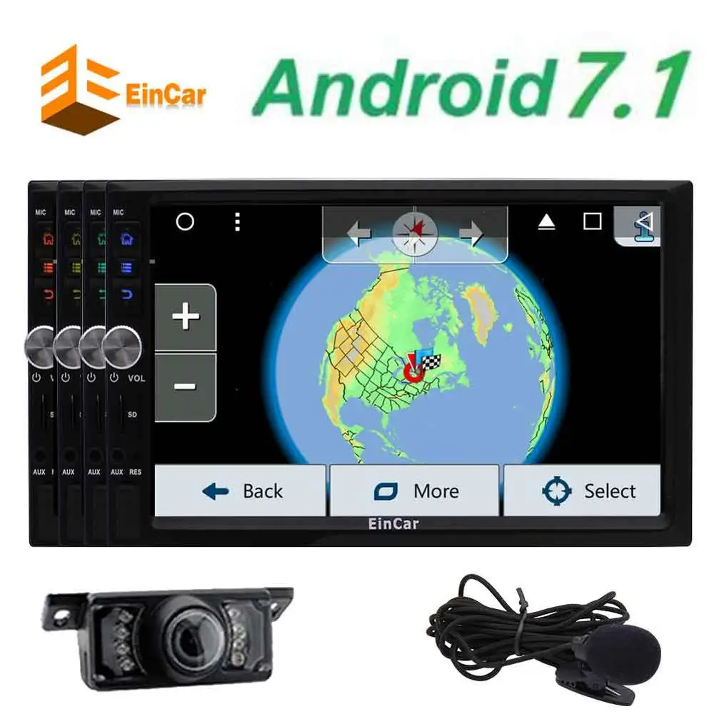 Sale 2 Din Android 7.1 Car Stereo Navigation Headunit Bluetooth GPS Car Radio Receiver Support WiFi Mirrorlink External Microphone 2