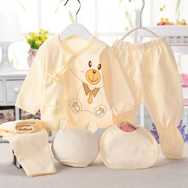 Newborn Infant Baby Suits Boys Girls Clothes Sets tops Pants bibs hats Girl Clothing set for baby girls outfit 5PCS/SET baby clothes mini set