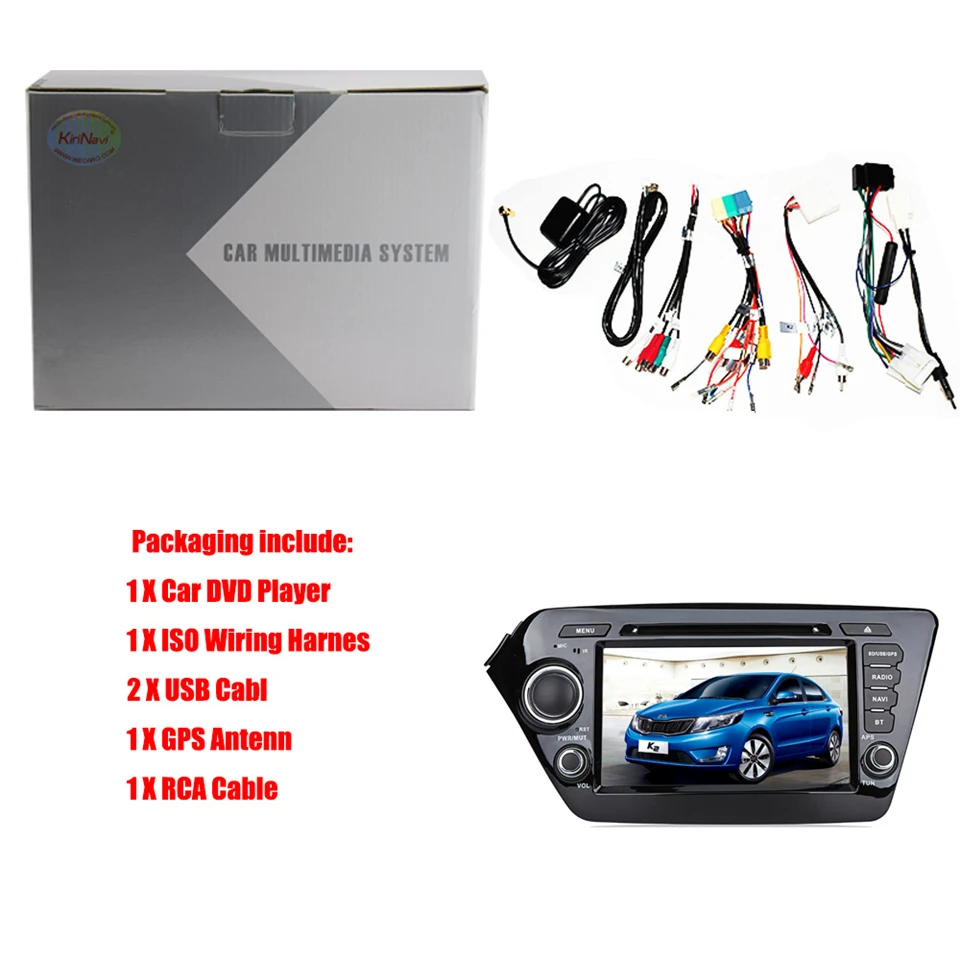 Sale KiriNavi Octa core 4G LET android 7 car dvd player for Kia Rio K2 gps navigation 2010 - 2011 support 4K Video 4G 5