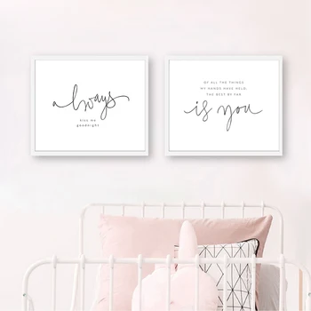 

Always Kiss Me Goodnight Print Master Bedroom Wall Art Decor Nursery Poem Quote Art Canvas Painting Baby Room Wall Decoration