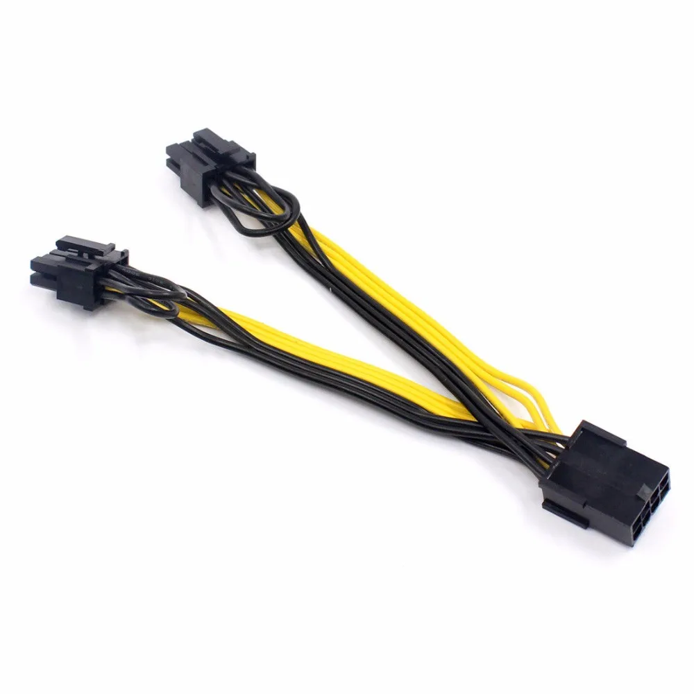30cm PCI-E PCIE 8pin Female to 2 Port Dual 8pin 6+2p Male GPU Graphics Video Card Power Cable Cord 18AWG Wire for Mining Miner
