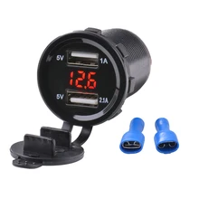 Car Motorcycle 12V 3 1A Dual USB Charger Socket Voltage Voltmeter Switch Panel Auto Charger With