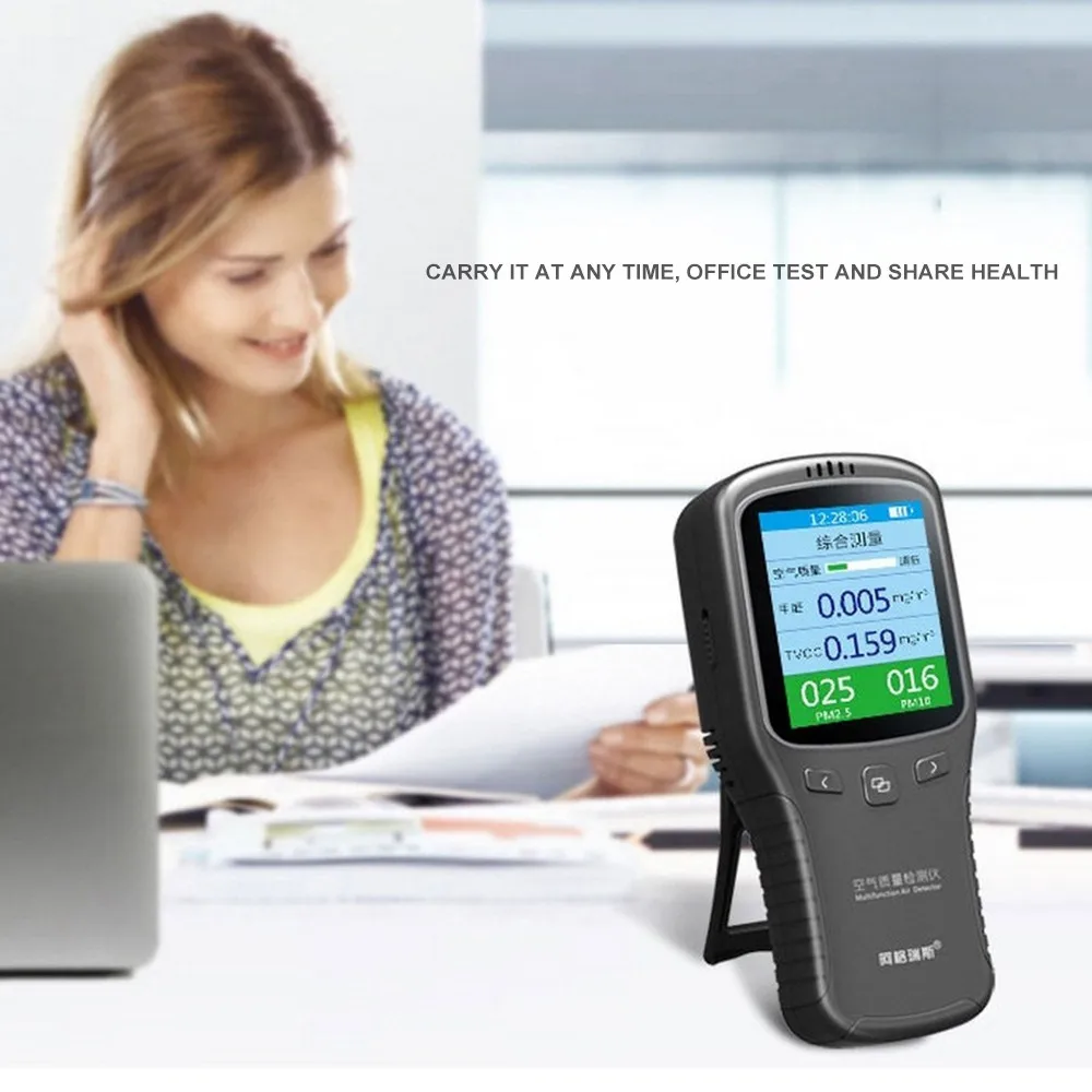 

6 in 1 HCHO PM2.5 PM1.0 PM10 TVOC USB Air Quality Detector Formaldehyde Monitor Gas Analyzer LCD Precision Gas Detector