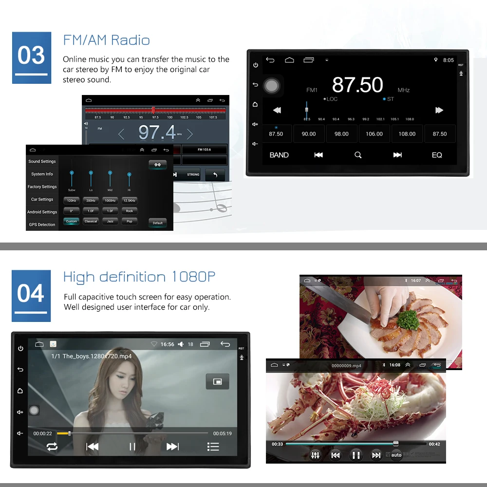  CARRVAS 2 Din Android 8.1 GPS Navigator 2G RAM 32G ROM Car Stereo 1080P Autoradio Quad Core Audio R