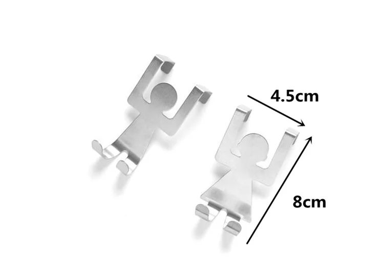 1 Набор = 2 шт. из нержавеющей стали милые человеческие дизайнерские Крючки для подвешивания шляп пальто сумка держатель Над Дверью Вешалка Органайзер настенная полка домашний декор