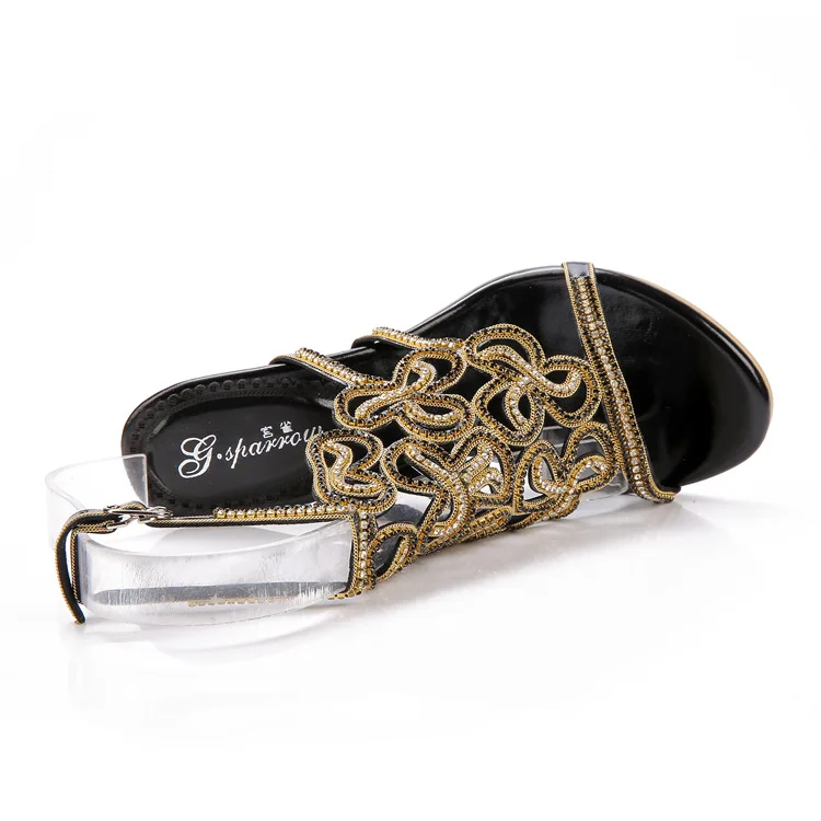 G-sparrow 2018 Summer New Women Luxury Rhinestone Diamonds Shoes High Heel Stiletto Ladies Sandals Black13