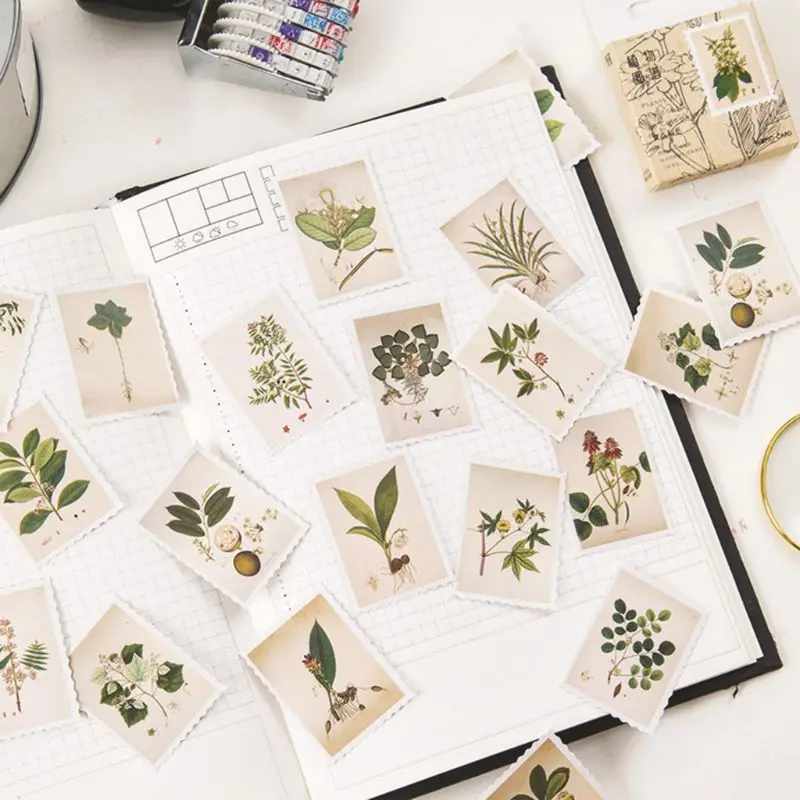 

45pcs/box Plants Stationery Stickers Sealing Label Travel Sticker DIY Scrapbooking Diary Planner Albums Decoration
