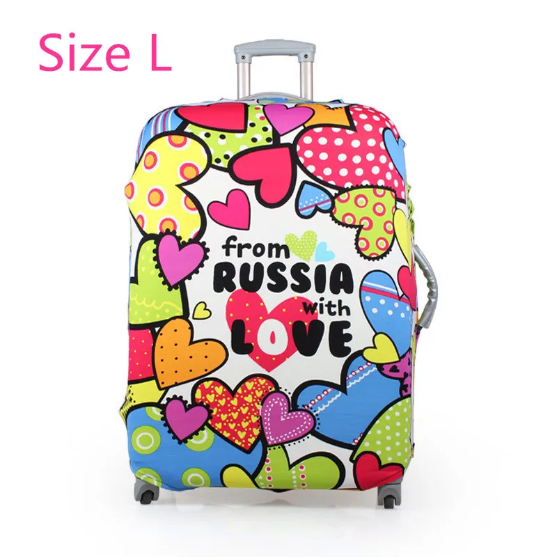 Печатный Эластичный полиэфирный дорожный багажный чехол для 20-32 дюймов чемодан защитный чехол дорожный багажник грязеотталкивающий - Цвет: colorful love 24inch