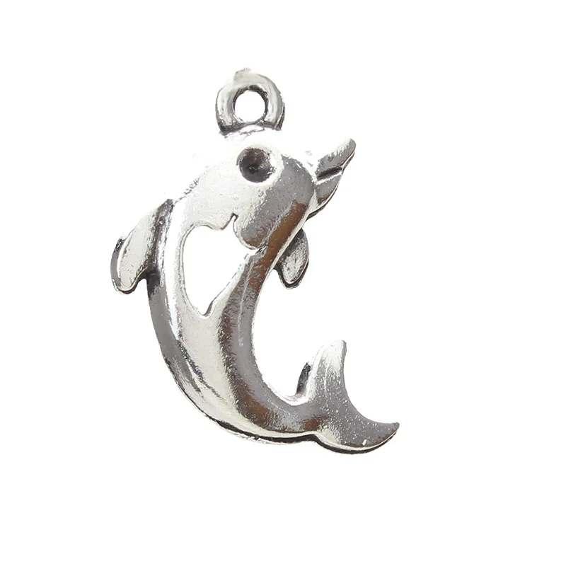 

10pcs/lot Charm Dolphin Animal Shape Jewelry Jewelry Necklace Accessories 18mm x 26mm for Good Luck Pendant