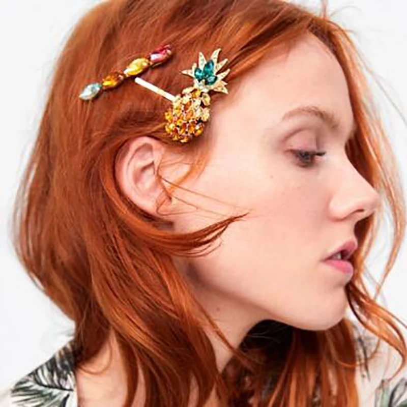 

Best lady ZA Bohemian Crystal Hair Pins for Women Cute Gift Hair Jewelry Colorful Wedding Korean Hair Clips Barrettes Bobby Pin