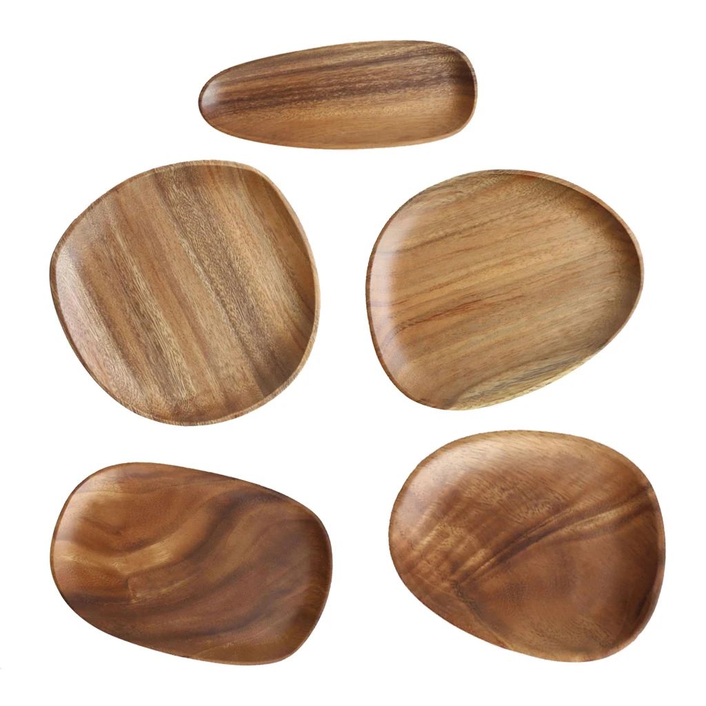 Wooden Plates Fruit Cake Tea Coffee Dessert Dish Food Serving Tray