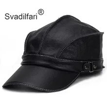 Мужская шапка, кожаная теплая Бейсболка, s шляпы с плоским верхом, зимняя, регулируемая, размер головы, Snapback, Bone, мужская кожаная кепка с язычком