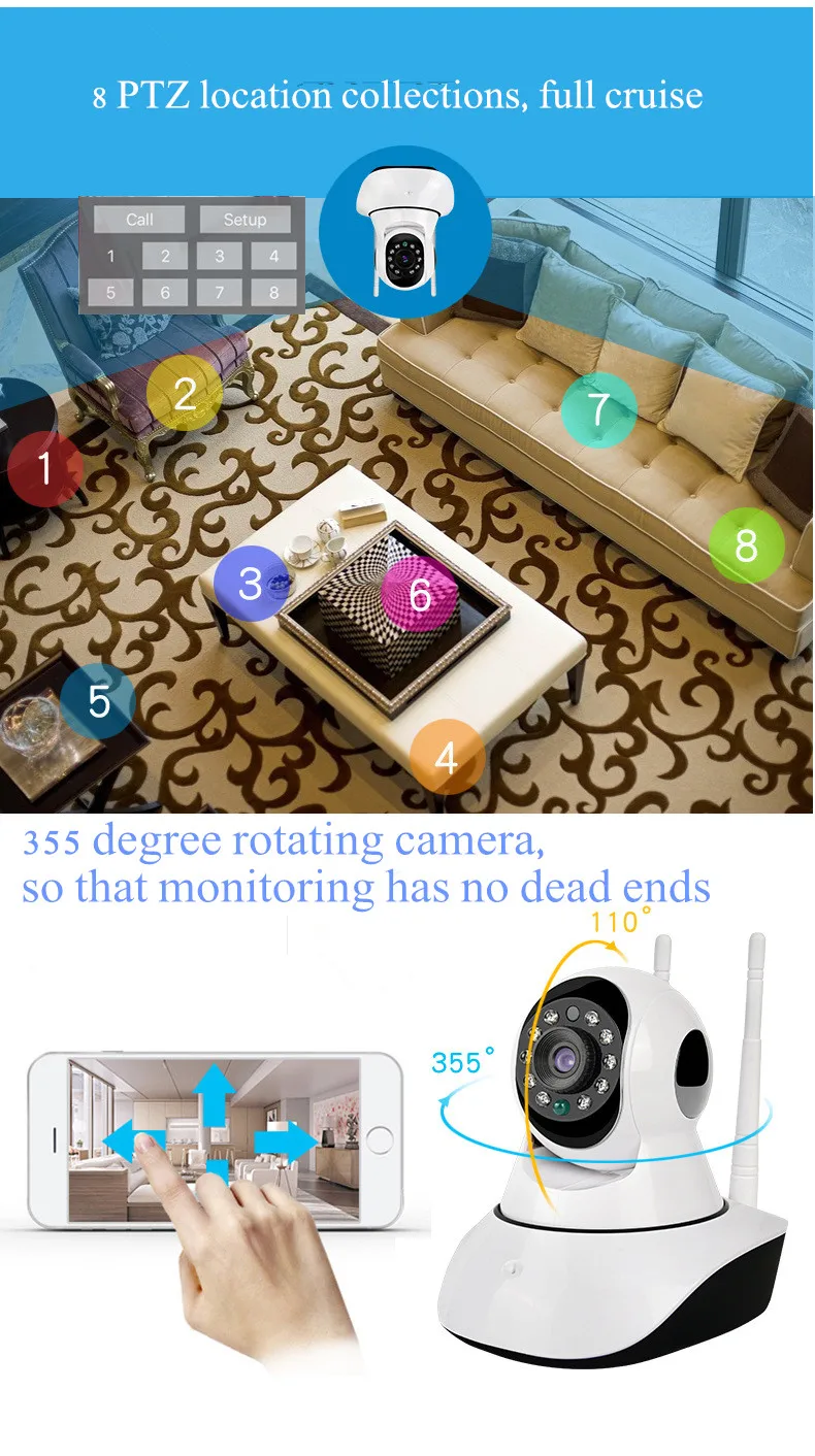 Умная Беспроводная IP камера HD 720P с поддержкой Wi Fi|Комнатный монитор| |