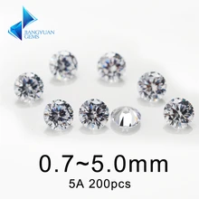 200 шт 0,7~ 5 мм 5A образец белая круглая машинная резка лаборатория создан свободный циркониевый куб кубический циркон камень