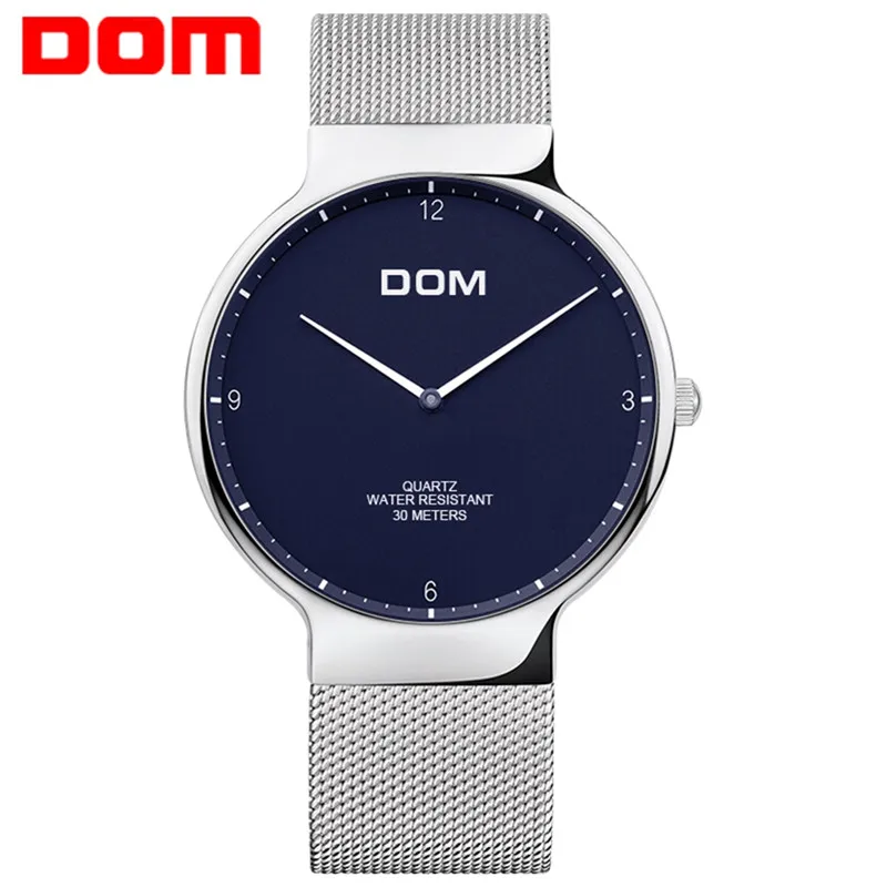 DOM Mens Watches Top Brand Luxury Quartz watch Casual quartz-watch Stainless Steel Mesh strap ultra thin Blue clock male Relog DOM Mens Watches Top Brand Luxury Quartz watch Casual quartz-watch Stainless Steel Mesh strap ultra thin Blue clock male Relog