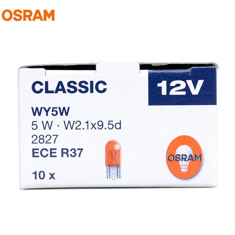 10 шт. OSRAM T10 2827 Amber 12V 5W W5W желтая линия 2300K интерьерный светильник поворотные сигнальные лампы OEM Автомобильные галогенные лампы