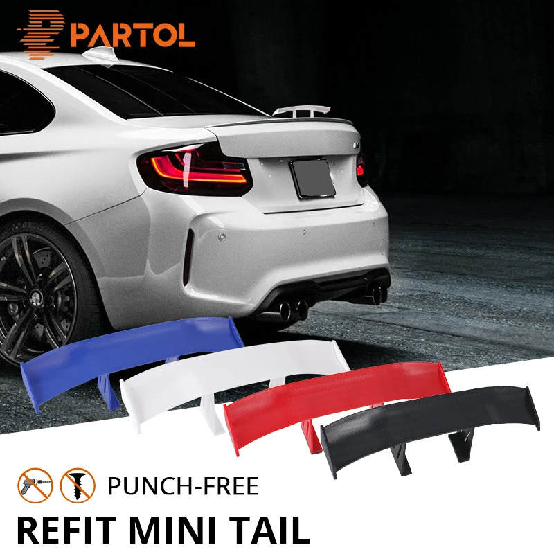 

Partol Universal Mini Car Spoiler Tail Wing Auto Modified GT Small Tailwing With No Punch In ABS Car Styling Black White Blue