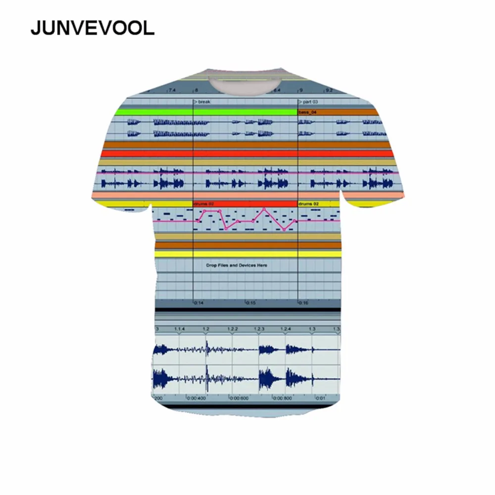 Patchwork T Shirt De Áudio 3D Homens Treino de Fitness camisetas