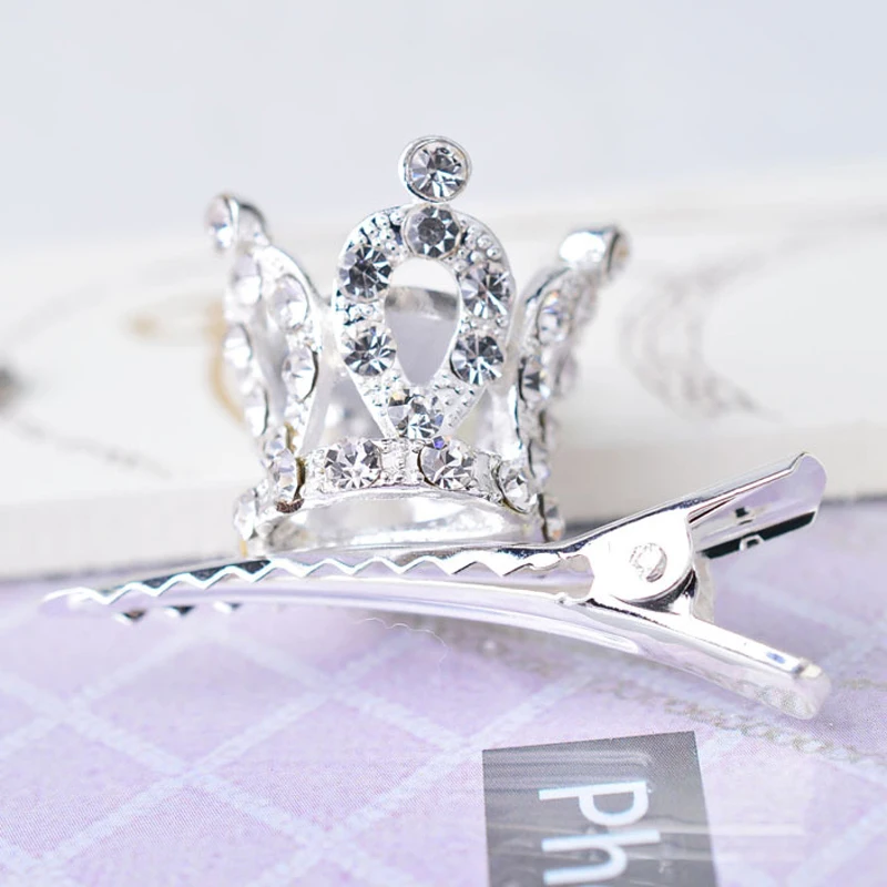 1Pc3D Корона шпилька принцесса заколки украшения для волос девочка Модный Блестящий кристалл заколка для волос