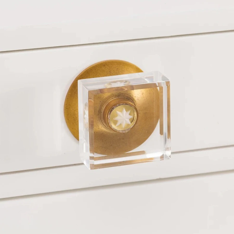

Simple fashion acrylic transparent crystal handle stainless steel metal fashion drawer handle custom