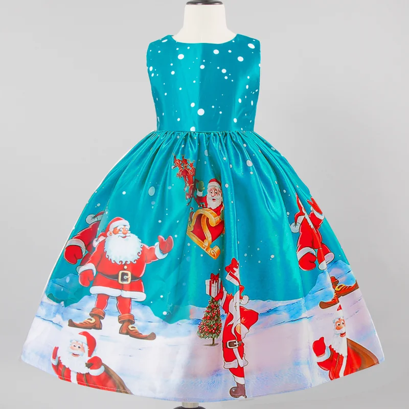 

Cartoon Christmas orgy girl Dress Santa Claus With snowflake pattern Cosplay clothes kids 3-8Y dress girl thanksgiving dresses