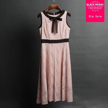 

2019 fashion brand Round neck strapless sleeveless high-waisted Austrian stitching lace long dress wj1924 free shipping