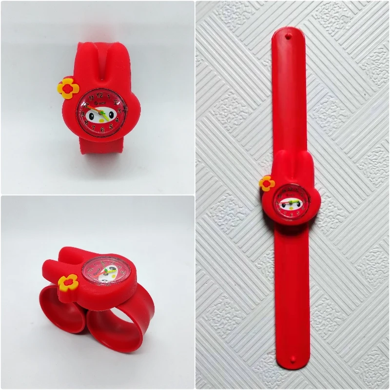 New style! Children Cartoon Quartz Watch 4 Kinds of Animal for Kids Boys Girls Clock Christmas Gift Toys Digital Wrist Watches - Цвет: rabbit red