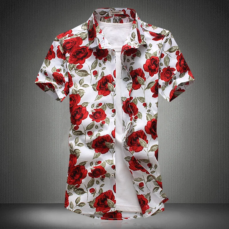 

Bright flower pattern 3d print fashion boutique short sleeve shirt Summer 2019 quality cotton soft skin-friendly men shirt M-5XL